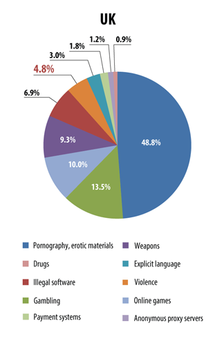 pie chart of the dangers online